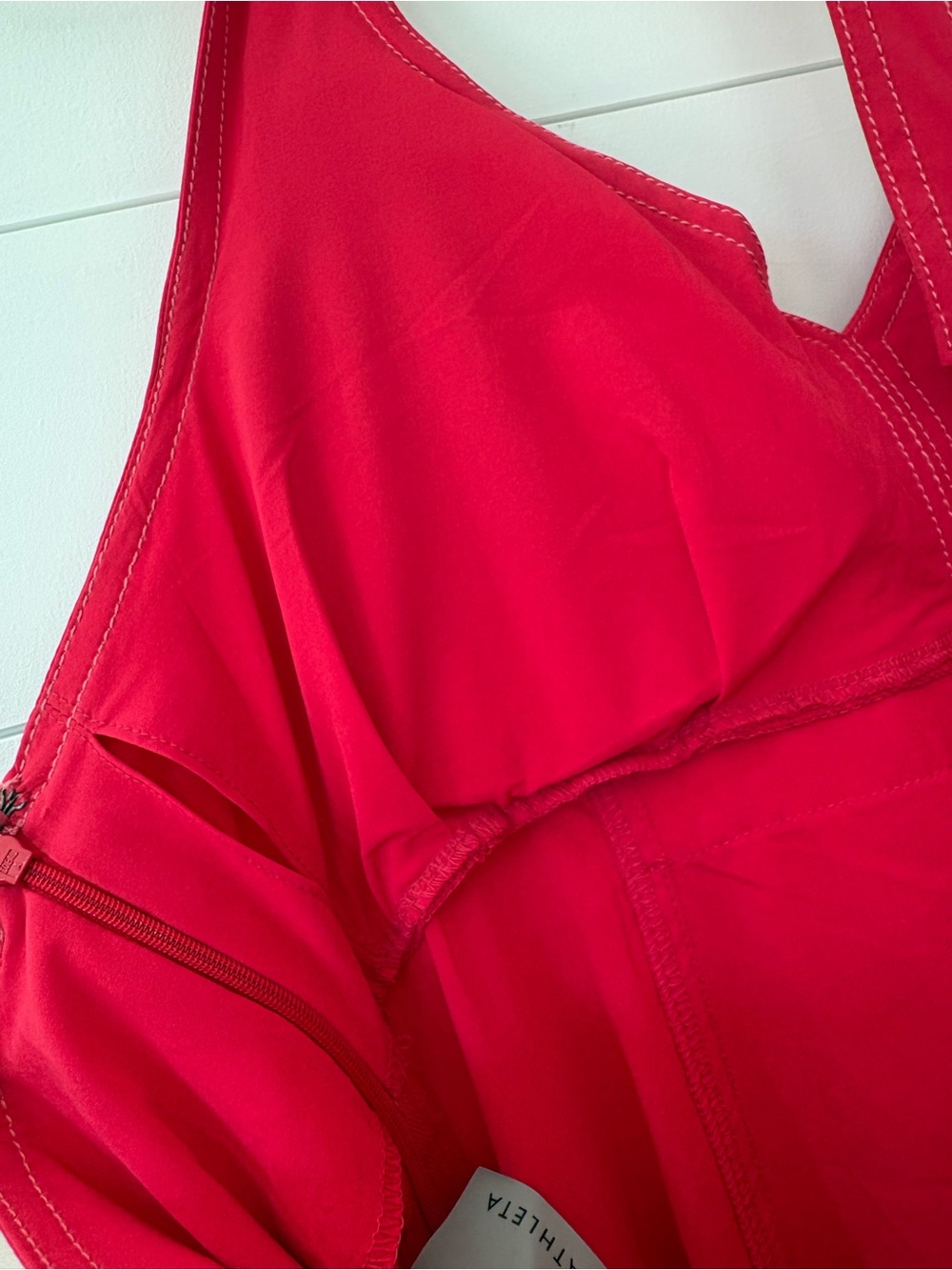 Athleta Pink Halter Midi Dress 12 Tall Built In Bra Pocket Active Travel - Picture 9 of 14